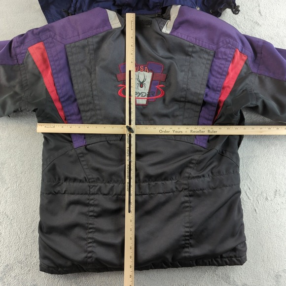 Vintage 90s Spyder USA Ski Jacket Mens Large Black Purple Winter Coat Thinsulate - Picture 7 of 13